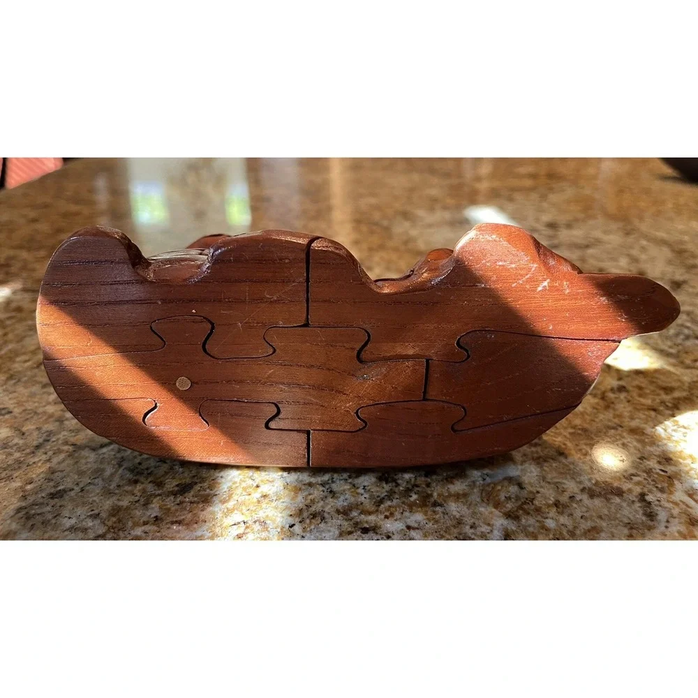 Vintage Wooden Cat Puzzle 3D Figure Numerous Pieces Great Details 7